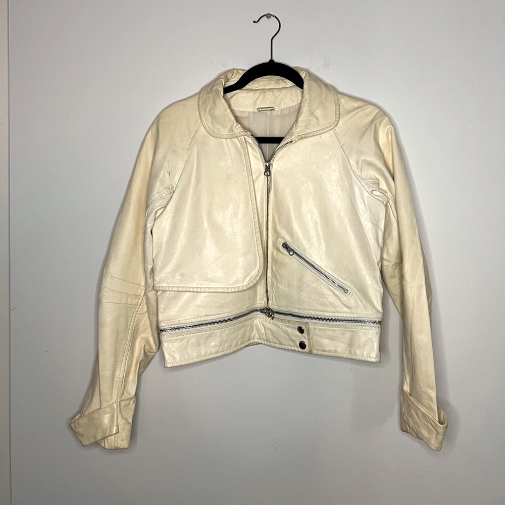 Rebecca Minkoff Cream PU Leather Jacket